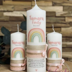 Taufkerze "Regenbogen - Tamara"